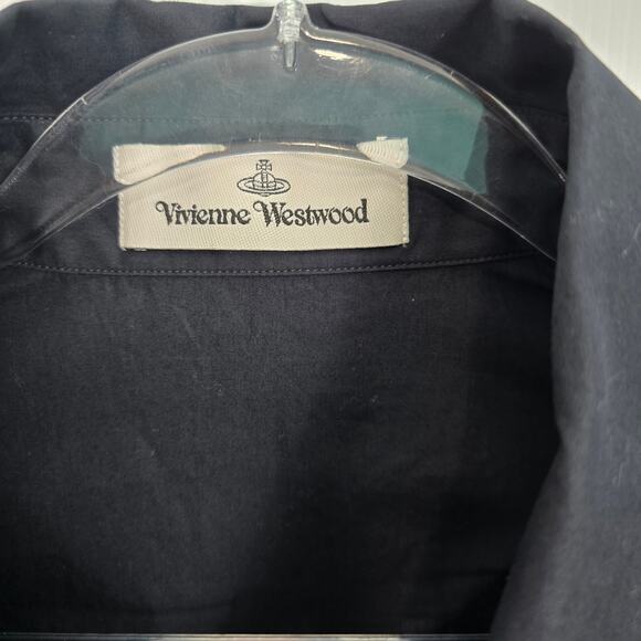 Vivienne Westwood Bagatelle Black Shirt Oversized Collar Gothic Academia Size 38 - Picture 4 of 8